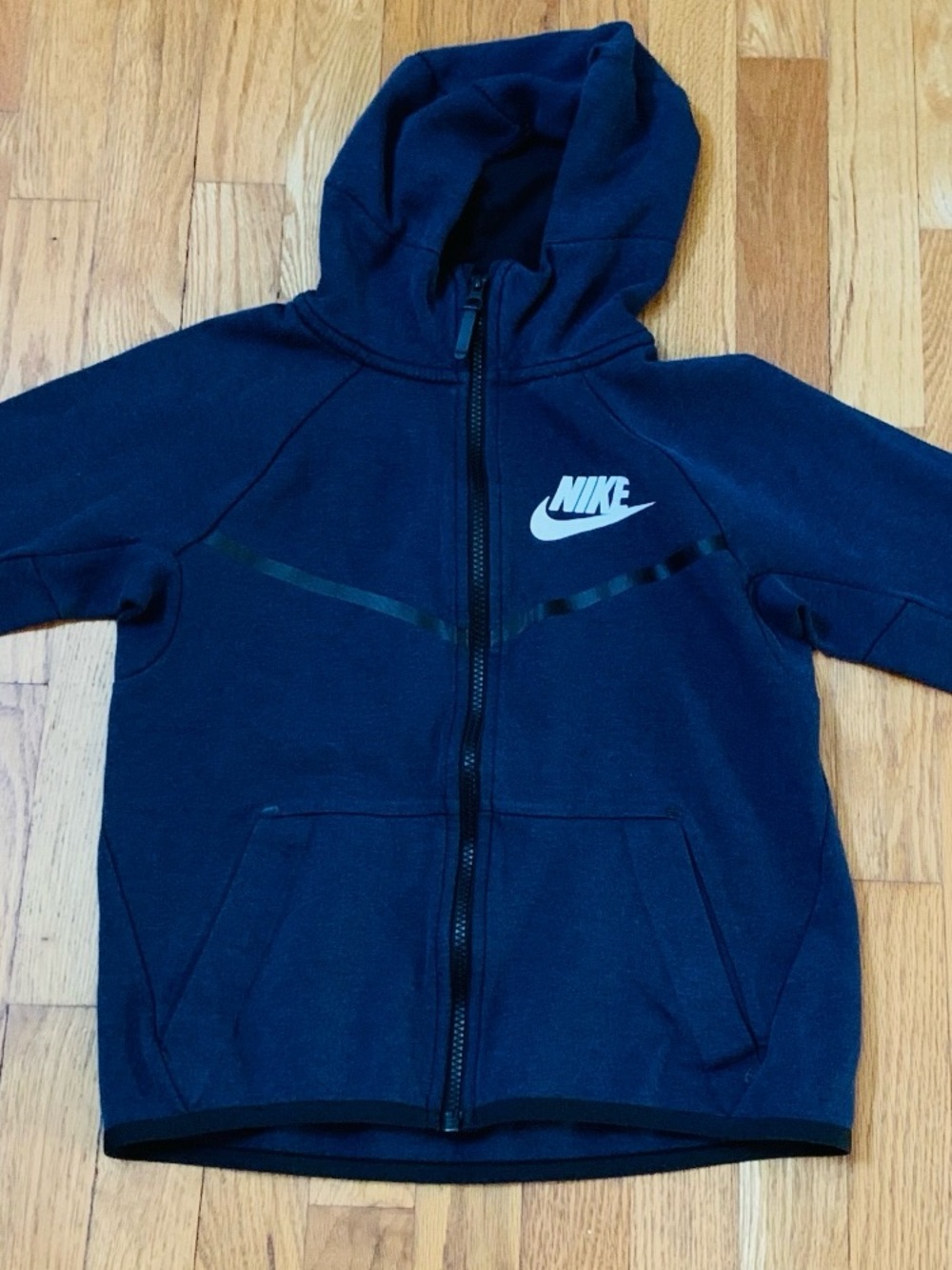 Nike Kids M Tech Fleece Full Zip Hoodie, Navy Blue, Reflective Chevron Accents
